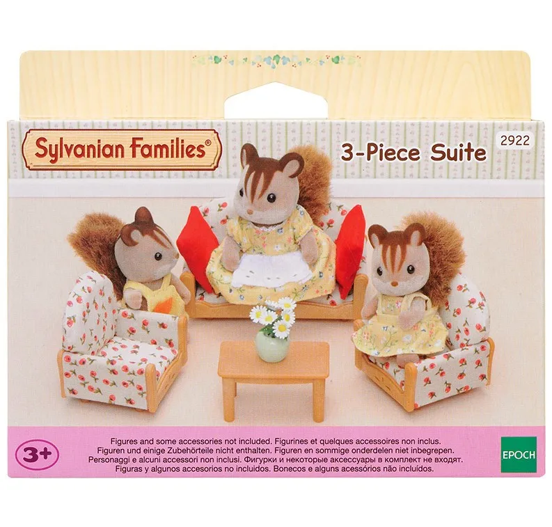 Sylvanian Family Toy Sofa Трехкомпонентный набор для девочек игровой дом модель мебель