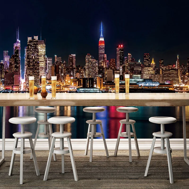 Прямая поставка клубов КТВ бар фото HD Городской Ночной пейзаж 3D стерео настенная