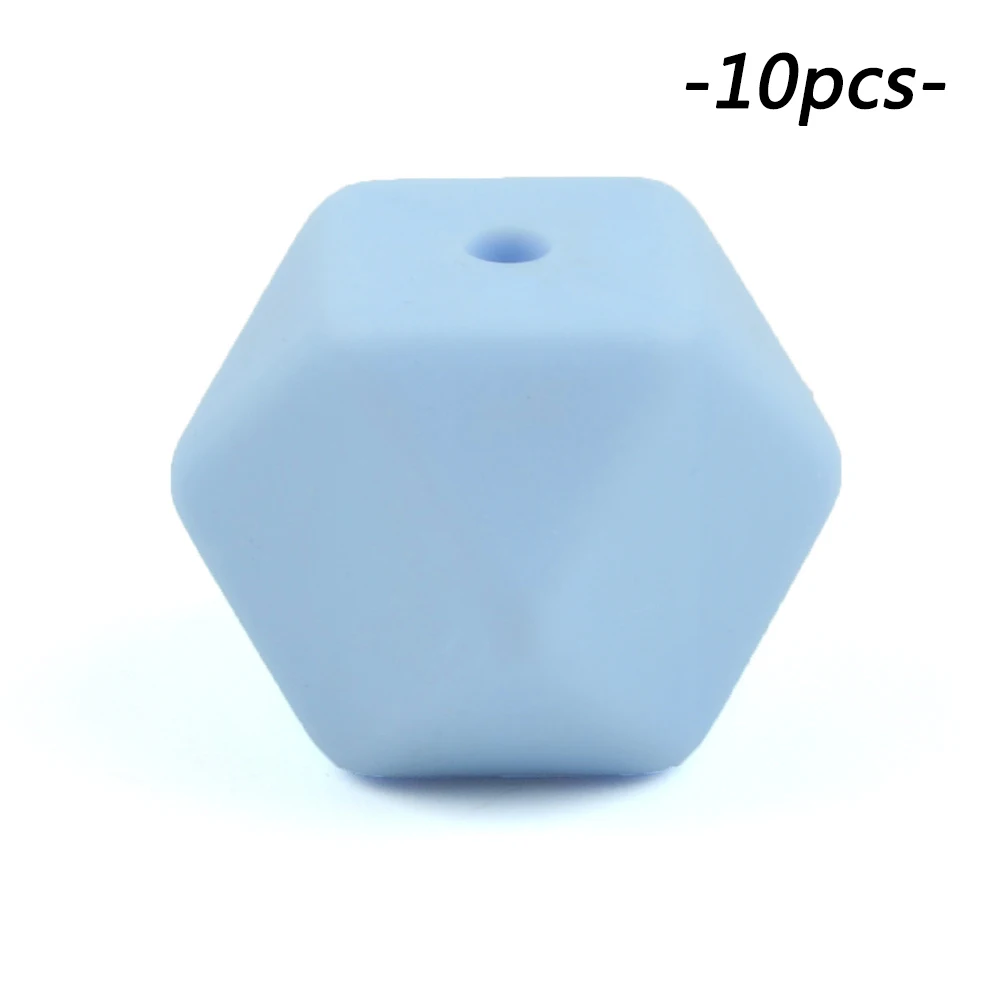 pastel blue LOFCA 10 шт. мини шестигранные силиконовые бусины 14 мм Прорезыватель для зубов Детские Прорезыватели Детские Силиконовые игрушки для изготовления ожерелья без бисфенола - Цвет: pastel blue