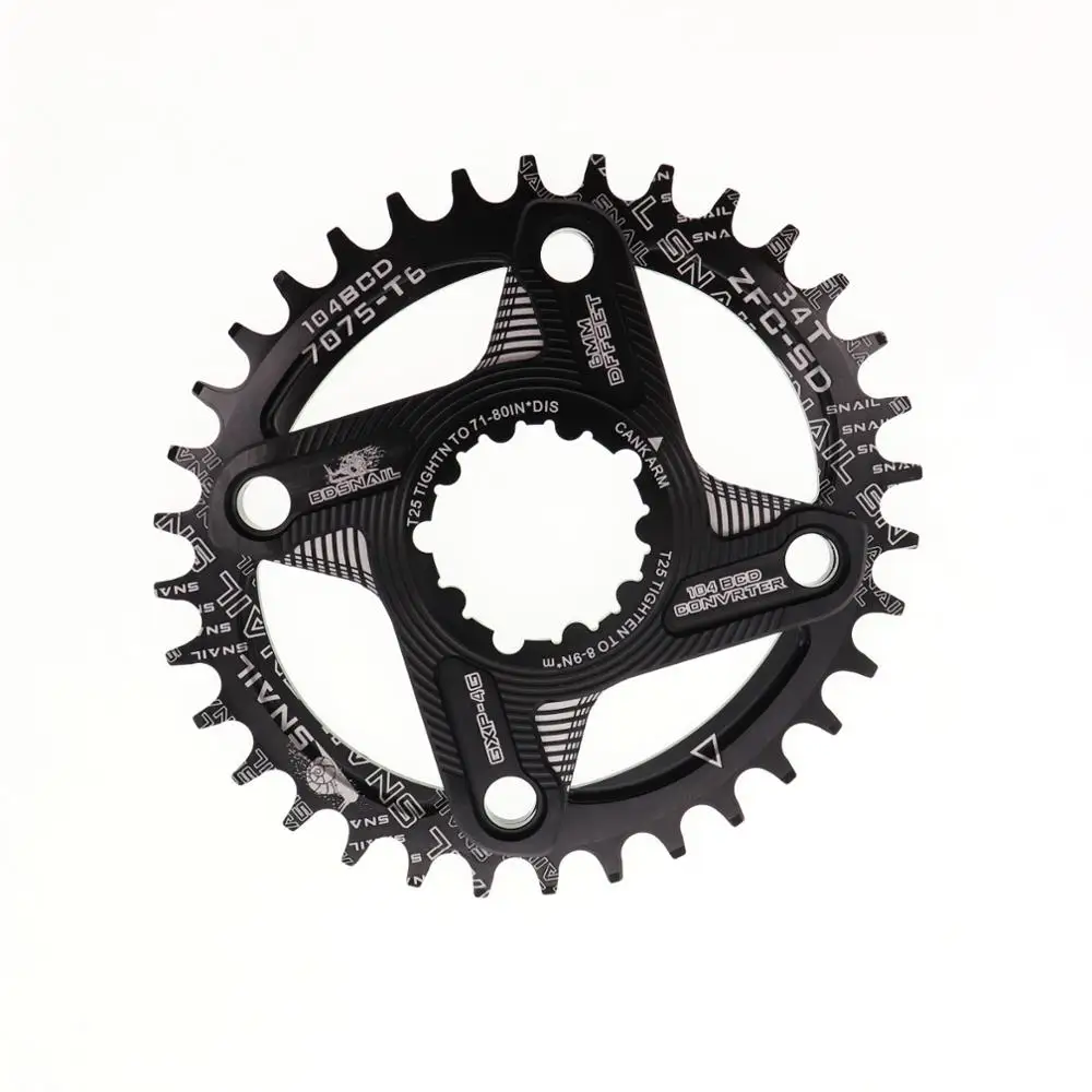 34T black Улитка овальная Звездочка 6 мм офсетная XX1 Eagle X01 GX X1 X0 X9 для sram gxp DM 30T 32T 34T 36 38 MTB дорожный велосипед с прямым креплением - Цвет: 34T black