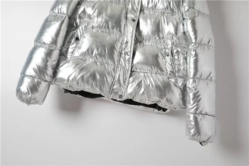 Горячая Распродажа, женские зимние пальто, модные серебристые парки с капюшоном, женская зимняя куртка, женские хлопковые парки с большими карманами