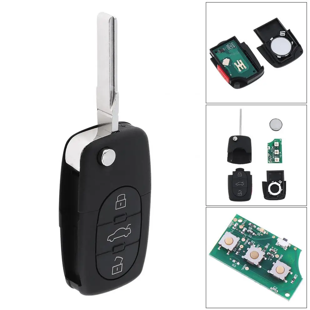 Складной флип чехол с 3 кнопками необработанный ключ для автомобиля пульт
