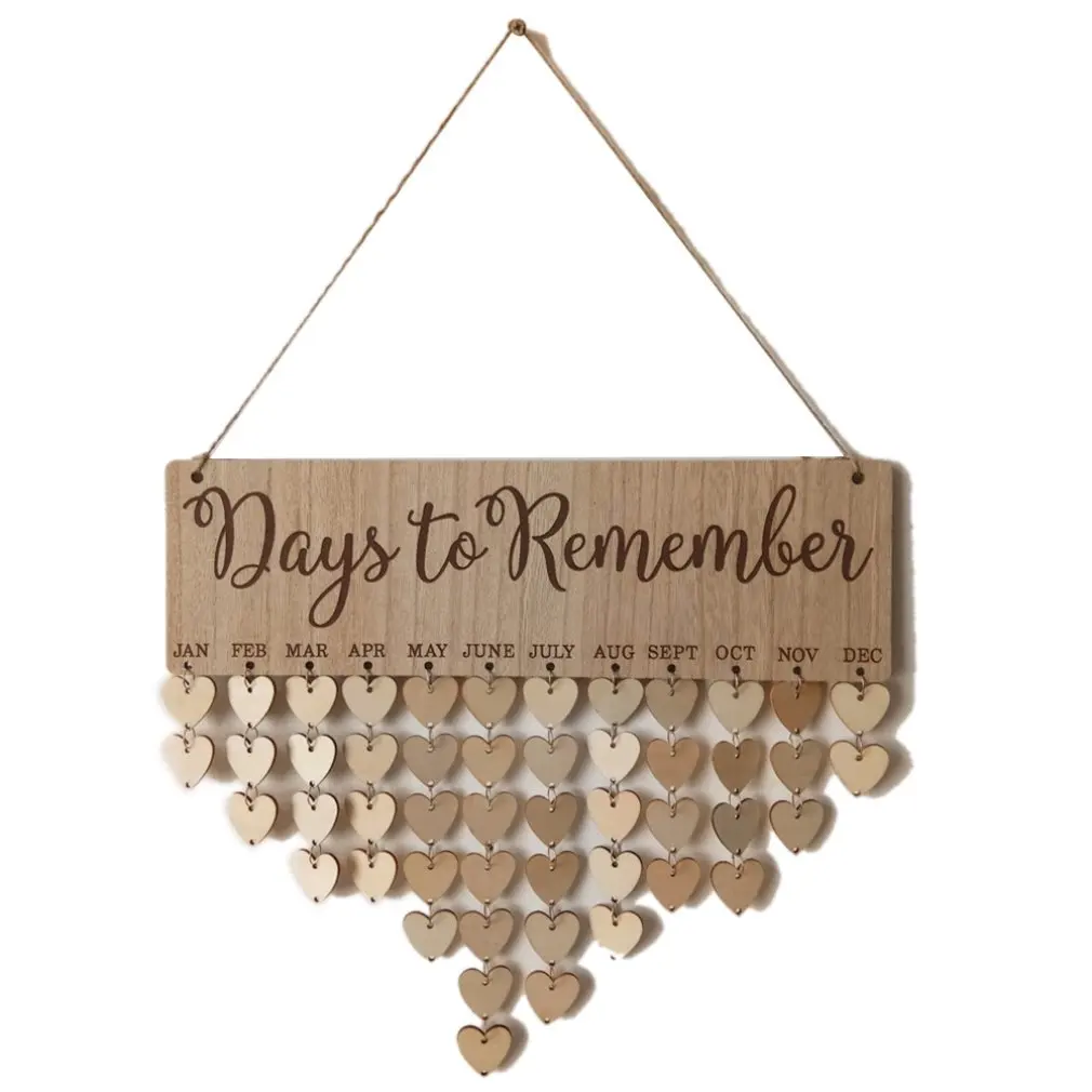 

Lovely Hanging Ornament Board with Days to Remember Letters Natural Wood Birthday Board Grain Home Decor
