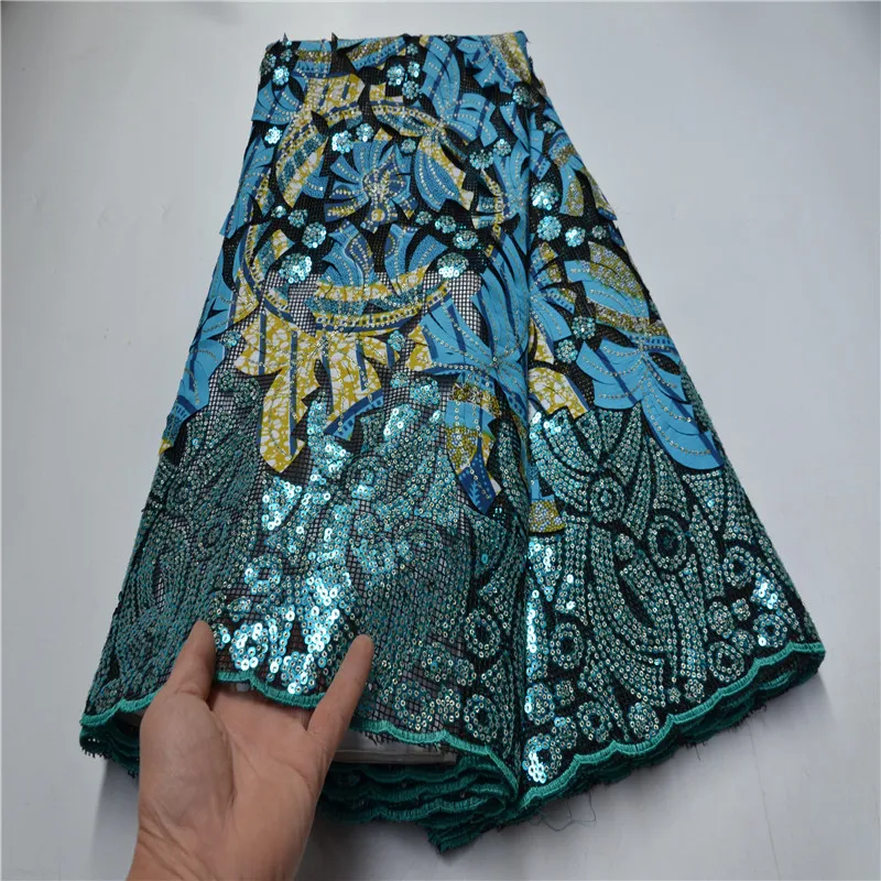 

Новинка, Лидер продаж, французское кружево с блестками, воск, высокое качество, африканский тюль, шнур, Кружевная Сетка, вышитая кружевная тк...