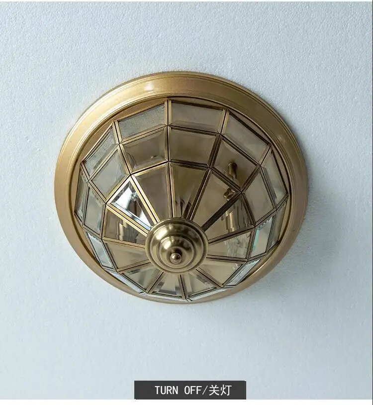 American copper glass dining room lamp study creative simple personality round porch balcony bedroom ceiling | Лампы и освещение