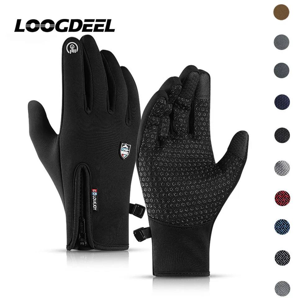 

LOOGDEEL Fishing Gloves Winter Outdoor Sports Waterproof Windproof Ski Running Gloves Warm Touch Screen Non-slip Fishing Gloves