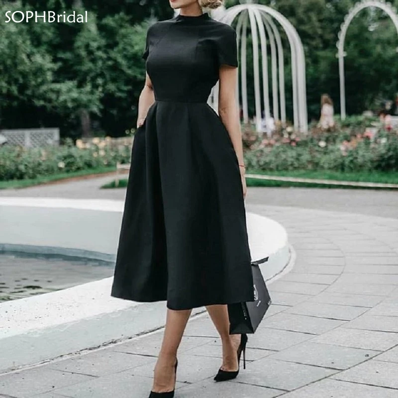 

Новое поступление, вечерние платья с высоким вырезом, короткие арабские платья Дубая для выпускного вечера, вечерние платья, вечерние плать...