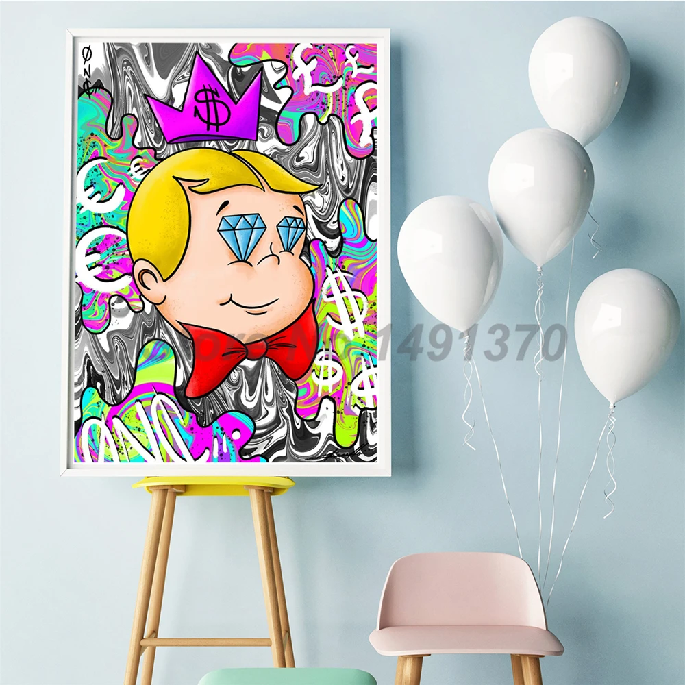 

Alec Monopolies Riche Baby King Street Art Poster Money Paintings On Canvas Modern Art Decorative Wall Pictures Home Decoration