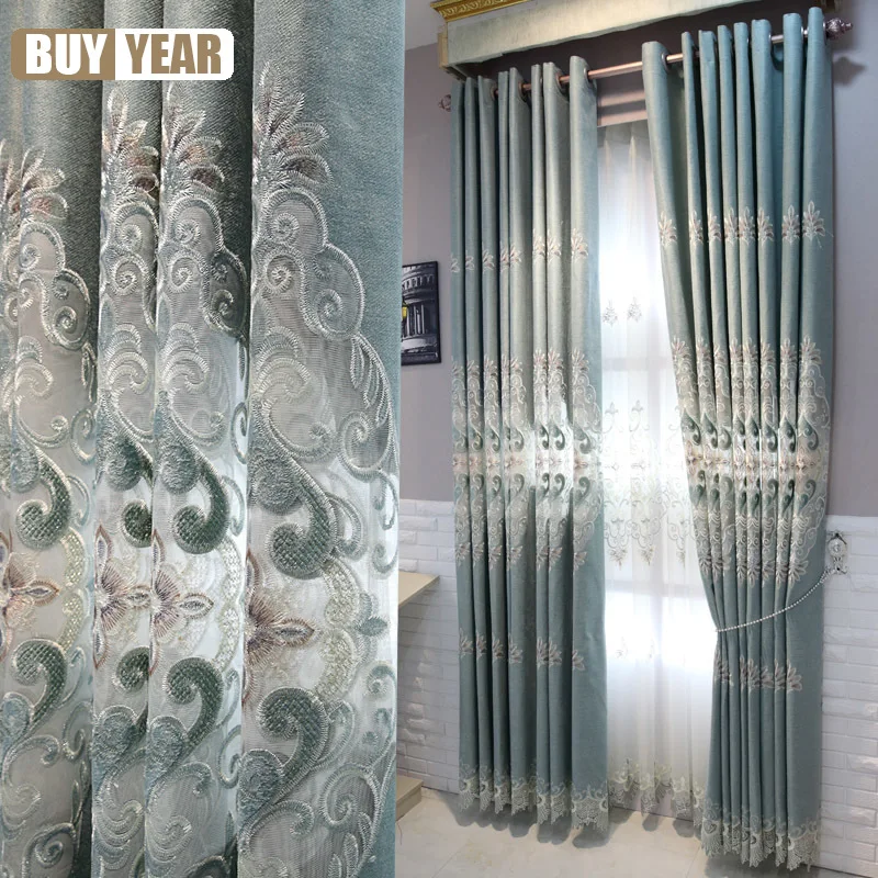 

2021 Light Luxury American Nordic Simple Modern Hollow Embroidered Curtainfor Living Room Bedroom Blackout Curtain Customization
