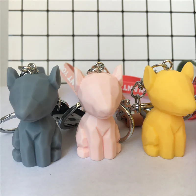 Аниме Геометрическая собака брелок красочные мягкие резиновые ПВХ милые брелки