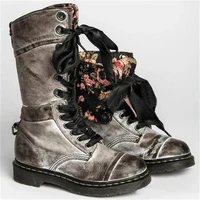 2020 new mid calf boots autumn winter non slip flat shoes vintage sexy steampunk leather retro buckle ladies snow boots