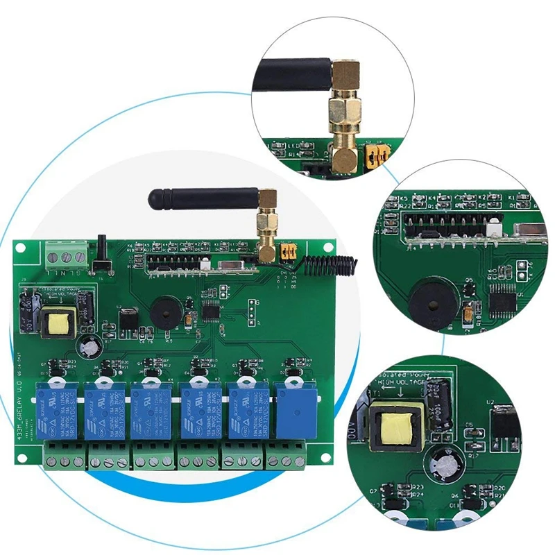 110 240V 6 канальный РЧ релейный модуль доска Управление переключатель ти приемный