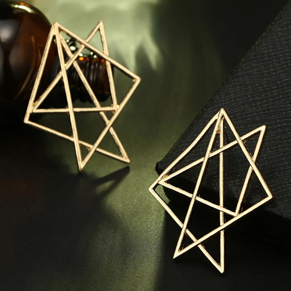 2019 Новые Модные Простые винтажные большие геометрические серьги со звездами для
