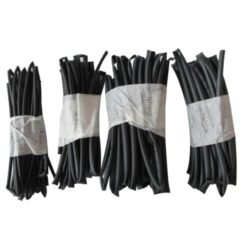 

4*1 Meter Lenghts Heat Shrinking Tubing Black Tube 3mm 4mm 5mm 6mm Equipment Set