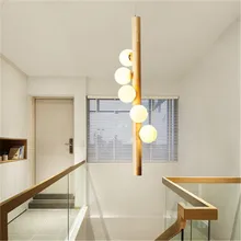 New Japanese Style 5 Heads Magic Bean Lamp Stairwell Creative Decoration Restaurant Molecular Lamps Modern Wooden Chandelier