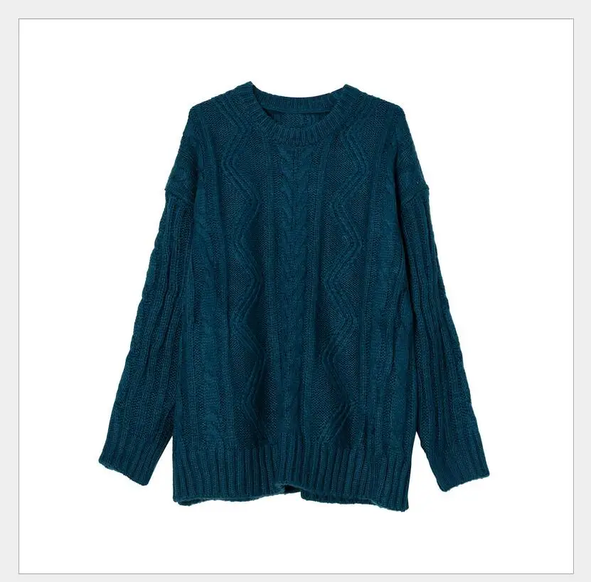 

Korean loose round neck pullover solid color sweater gh678