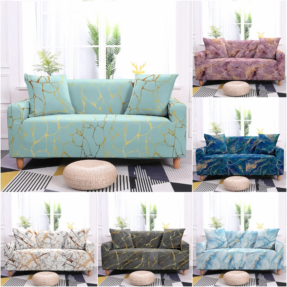

Simple Marble Stripe Sofa Cover for Living Room Washable Elastic Sofa Slipcover Couch Cover Single Loveseat Sofa Protector