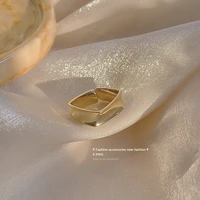2021 new hip hop rock square concave plain gold open rings for women girls korean fashion geometry resizable rings party jewelry