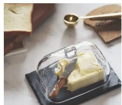 Стеклянная крышка для масла блюдо для сыра Крышка для десерта Кухонный Контейнер для фруктов и овощей mantequillera