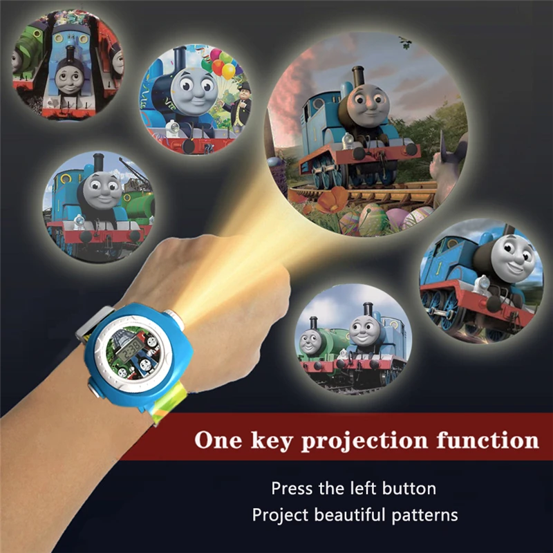Детские часы Thomas and Friends с 3D проекцией и накладкой светящиеся Мультяшные цифровые