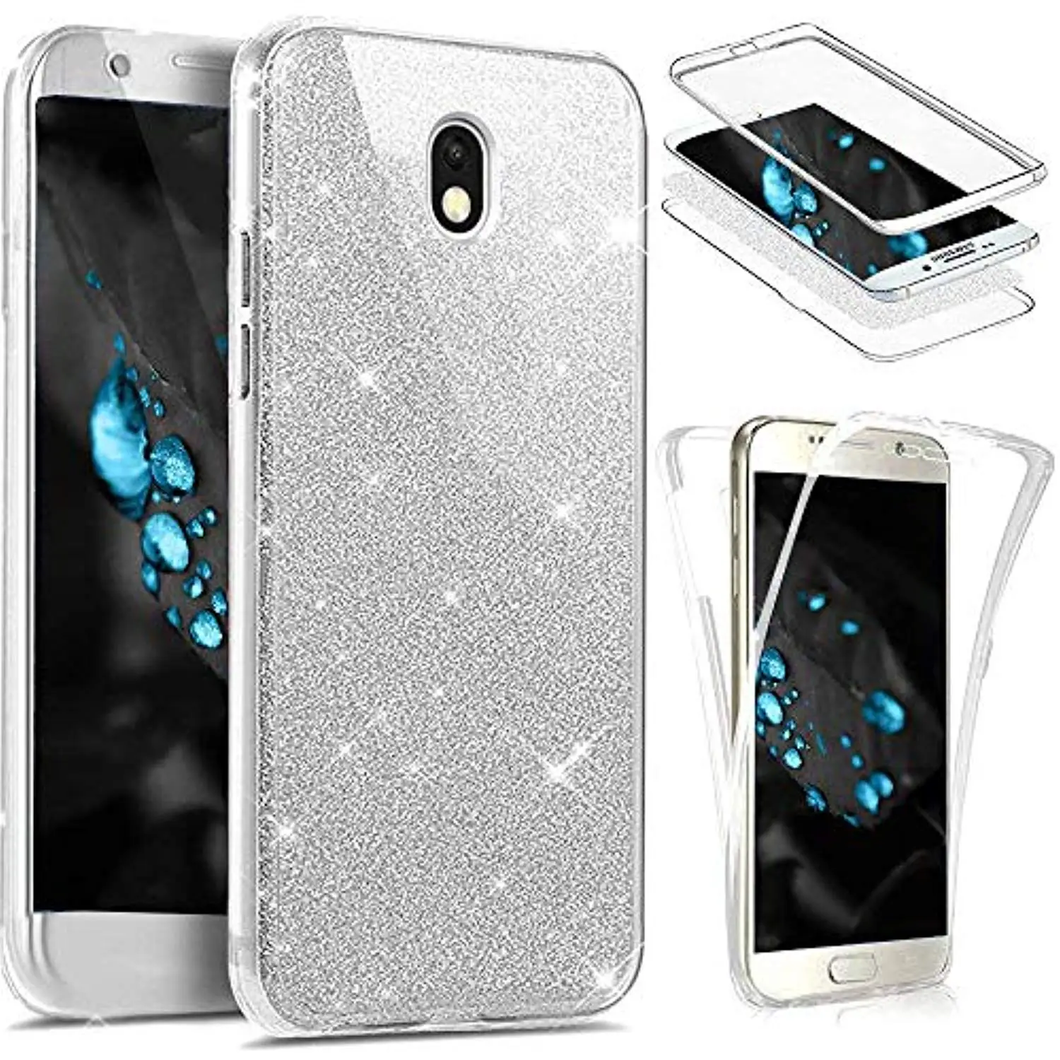 Bling 360 передней ТПУ + задняя защитная пленка на ЖК-блеск Чехол для Samsung Galaxy J3 J5 J7 2017