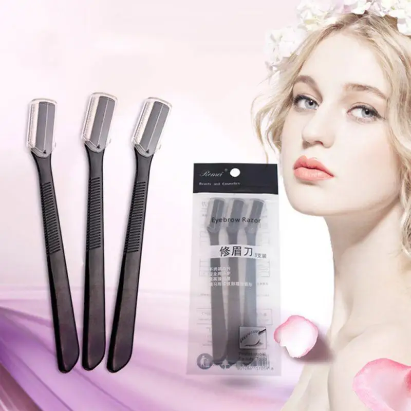 

3/6 Eyebrow Trimmer Blade Shaver With One Safety Cover Portable Face Razor Eye Brow Epilation Hair Removal Cutters Lady Cosmetic