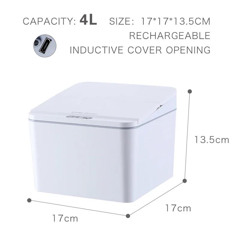 

Automatic Touchless Trash Can Smart Intelligent Trash Bin Infrared Motion Sensor Garbage Can Car Waste Bins Home Desktop Dustbin