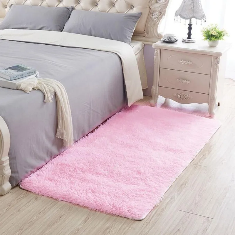 Pink High Quality Big Size Bathroom Carpet Floor Rug Bedroom Kitchen Bathroom Mat Sofa Rug 1pcs Rectangle Solid Bath Mat Doorway Rug - Цвет: Pink
