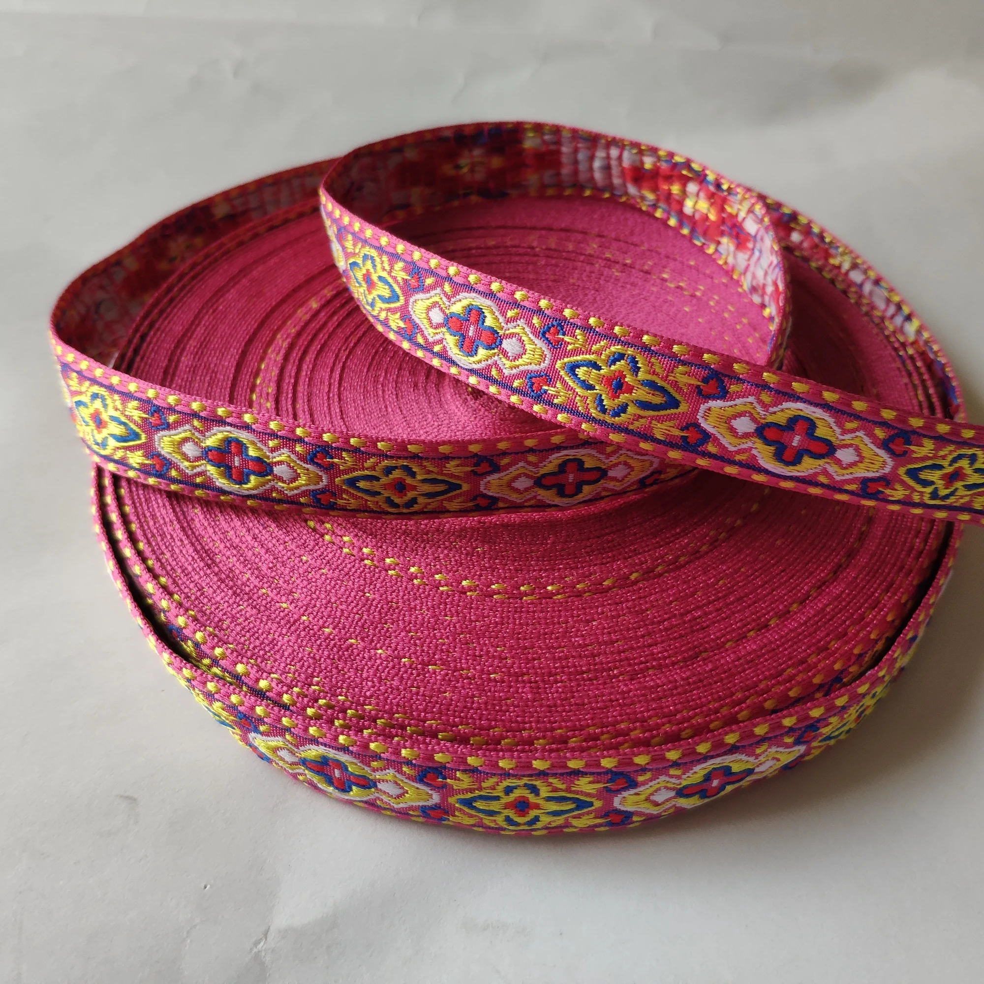 

5yard embroidery jacquard webbing woven tape lace ribbon trim 1.8cm kid dress tribal boho DIY garment bag gift accessories craft