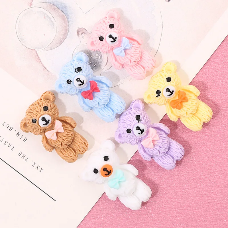

10Pcs/lot Kawaii Cartoon Bear Flat back Resin Cabochon For Hair Bows Center Accessories DIY Scrapbooking Phone Decoration Crafts