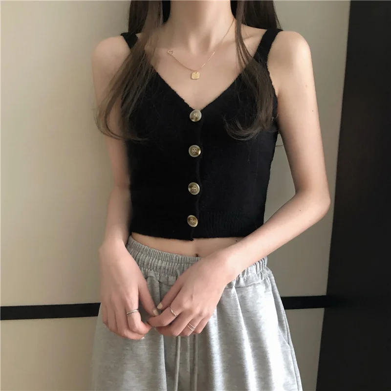 Новинка весна лето 2021 корейский универсальный короткий вязаный маленький Топ