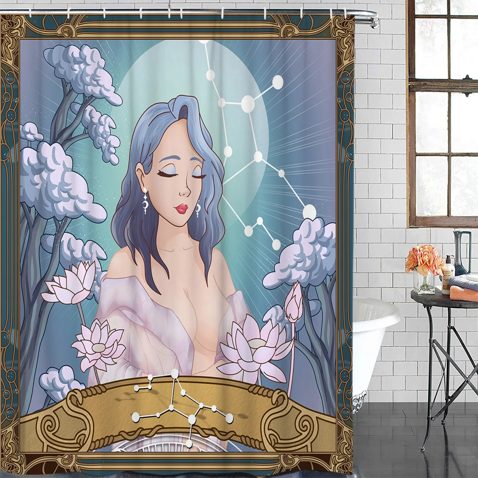 

Водонепроницаемая занавеска для душа из полиэстера с изображением двенадцати созвездий