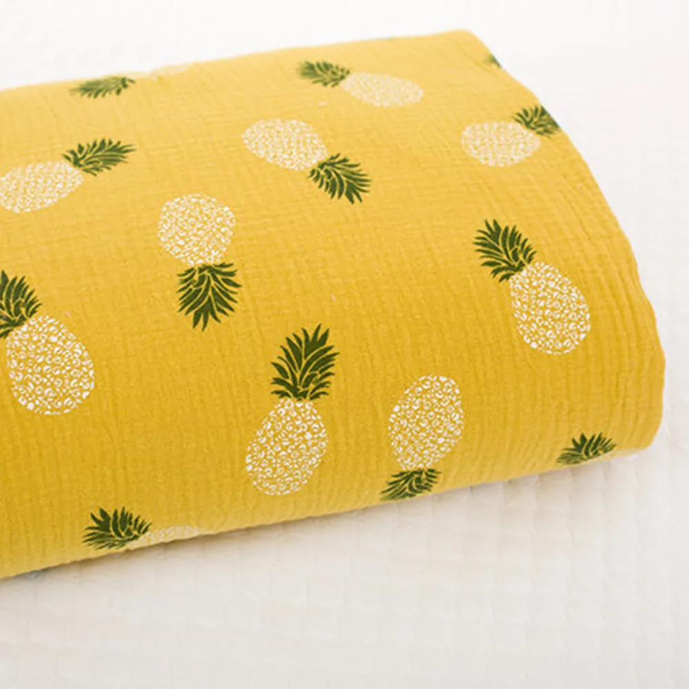 Двухслойная хлопчатобумажная ткань с принтом ананасов 1 м