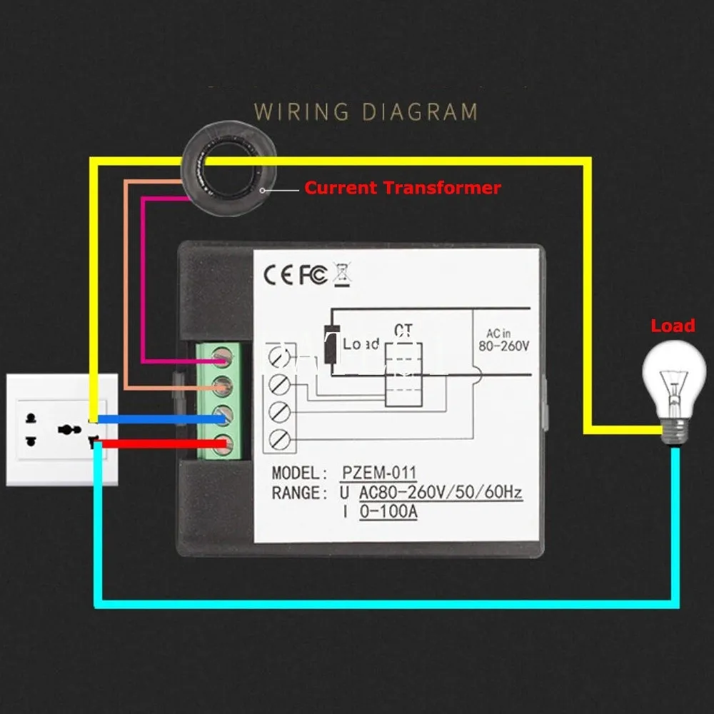 80-260v Ac Multimeter LCD Digital Meter With CT 100A Ammeter Voltmeter Power Monitor Energy Tester Wide Measurement Range | Инструменты