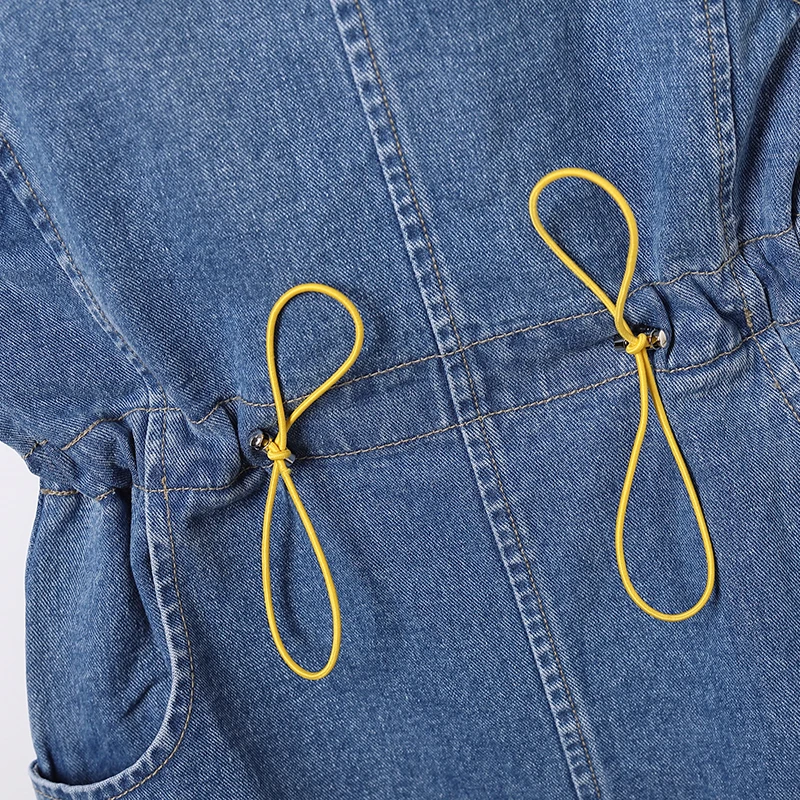 

Loose Denim Overall Women Dresses 2021 Summer Plus Size 4XL Waisted Sashes Bow Lady Vestidos Sexy Sleeve Spaghetii Strap KE1591