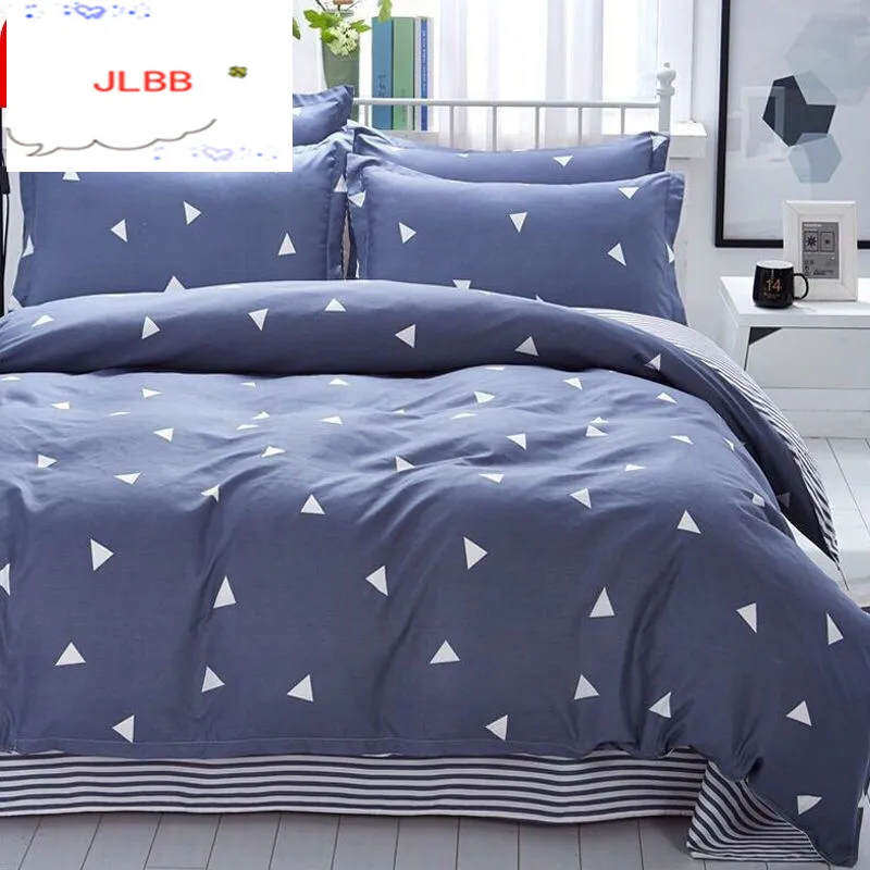 

4 Pcs/Set Classic Bedding Set 4 sizes Grey Blue Flower Bed Linen Duvet Cover Set Pastoral Bed Sheet AB Side Duvet Cover 2019 Bed