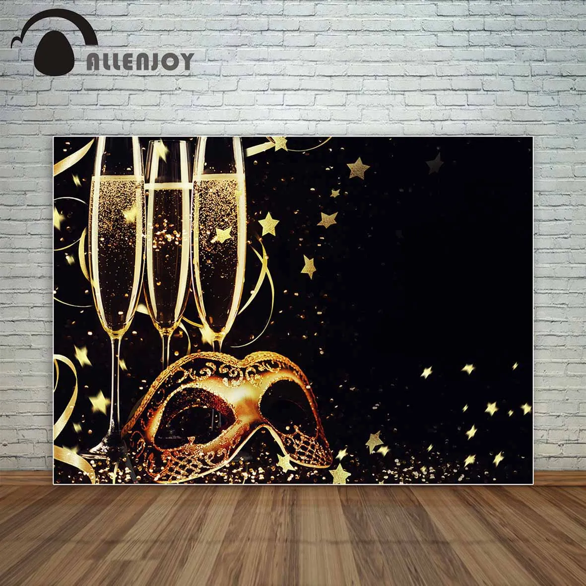 Фотофоны Allenjoy Grand Event с золотыми стеклами для вина лентами и звездами занавески