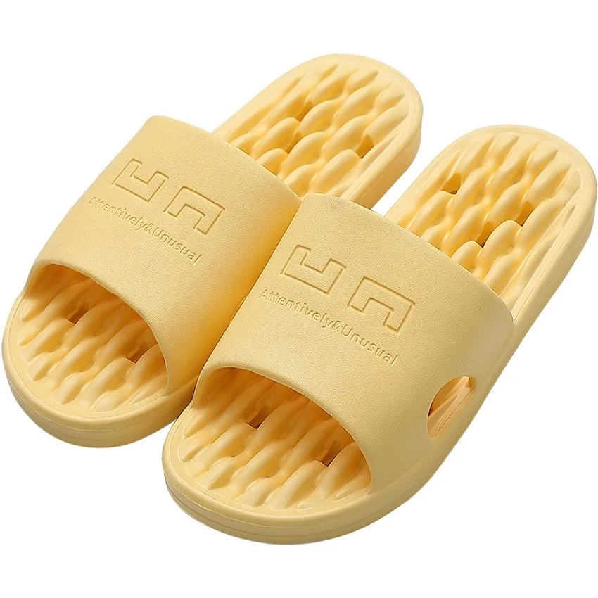 

Summer Hollow Soft Massage Slippers Indoor Couple Home Light House Shoes EVA Non-slip Solid Color Platform Flat Slides 2020 Hot