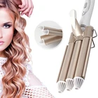 Профессиональные щипцы для завивки волос, стайлер для укладки волос с тремя керамическими бочками, электрические бигуди