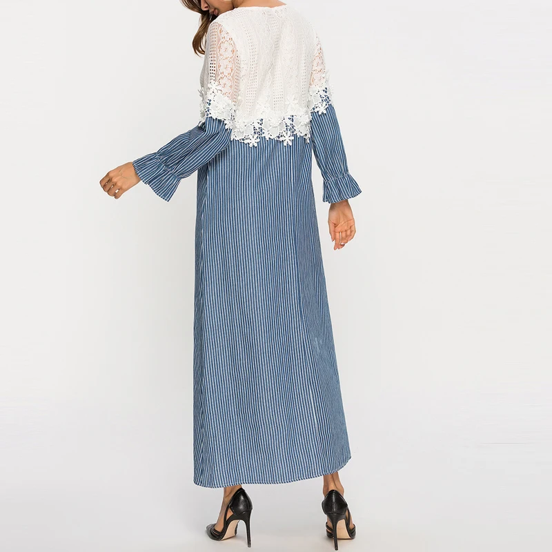 MISSJOY 2019 элегантные свободные женские мусульманские платья Abayas Лоскутные