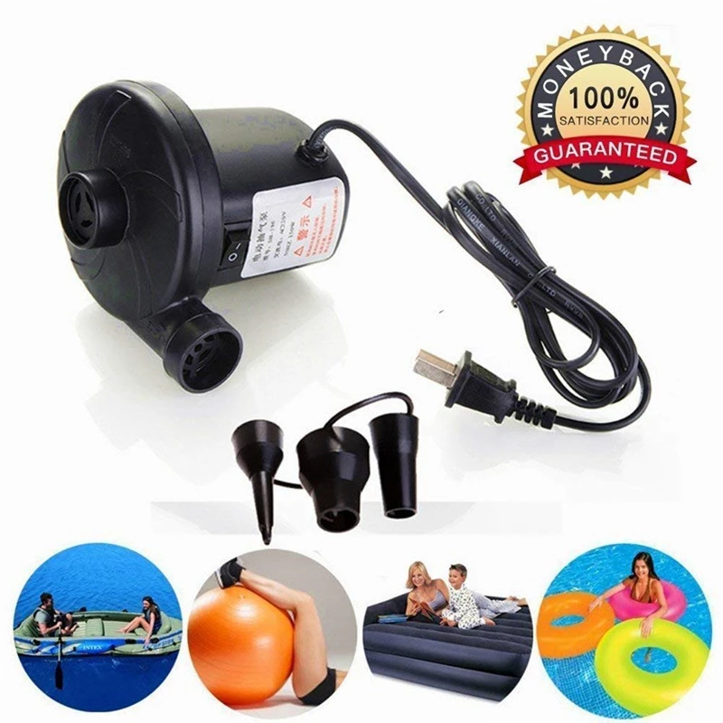 

220V Electric Inflatable Pump Quick Air Filling Compressor With 3 Nozzles for Car Air Mattress Camping Boat Cushion Camping Pump