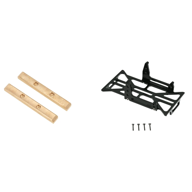 

2Pcs Brass Boulder Bars Rock Rails for 1/24 Axial SCX24 AXI90081 AXI00001 & 1set Metal Battery Tray Holder