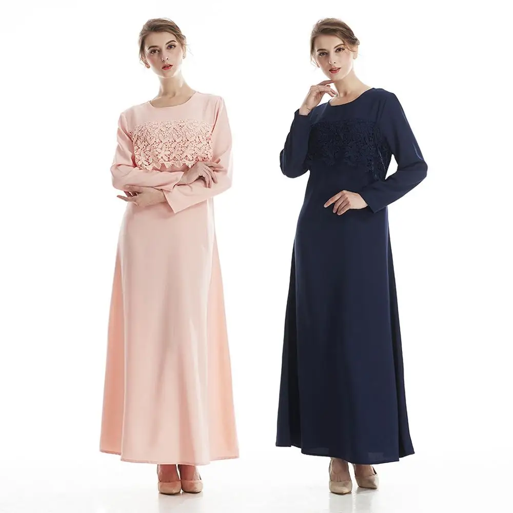

Abaya Muslim Dress New Lace Maxi Dress Long Sleeve Abaya Long Robes Tunic Middle East Ramadan Arab Islamic Clothing SL1118