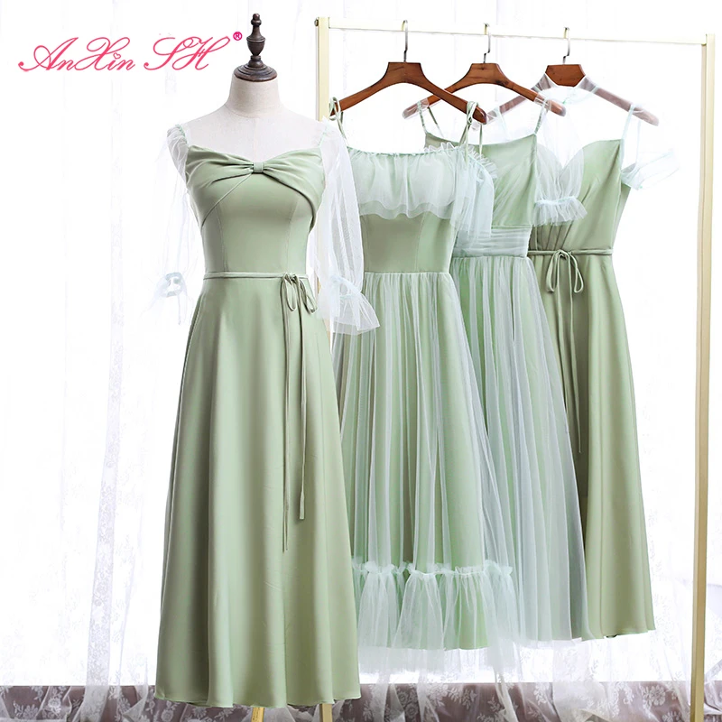 AnXin SH принцесса зеленые кружева иллюзия Новая летняя маленькая и простая