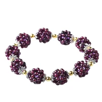 natural garnet female bracelet round loose stone bracelets wine red gem bead charm bracelet for women bridesmaid wedding jewelry