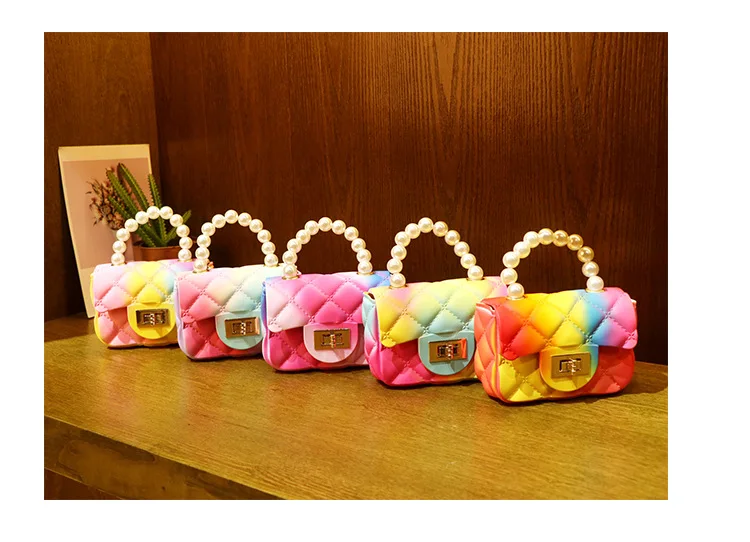 

Women Mini Handbags Tote Cute Candy Color Jelly Crossbody Bags for Girls Small Coin Pouch Baby Party Pearl Hand Bags Purse