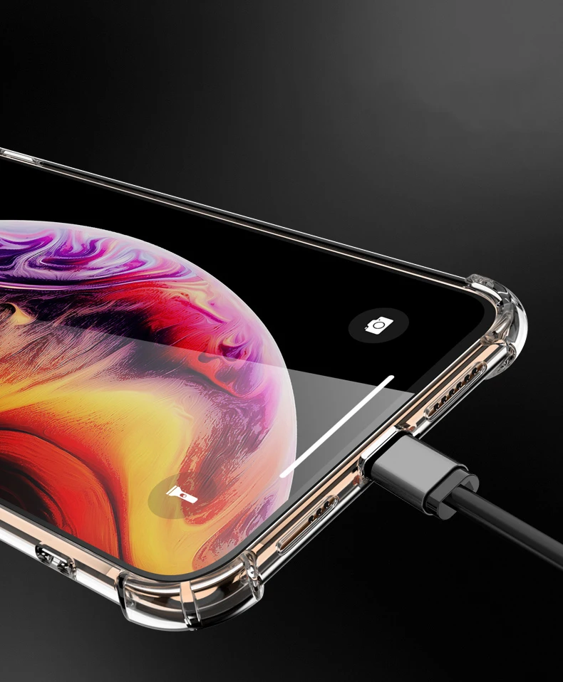 Ударопрочный прозрачный силиконовый чехол для iPhone 11 Pro X XS Max XR Прозрачная