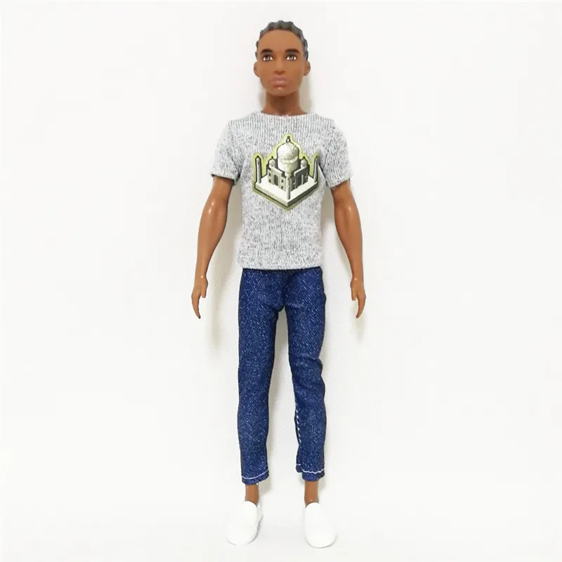 Комплект из серой футболки и синих брюк Ken The Boy Friend для куклы Барби BJD аксессуары