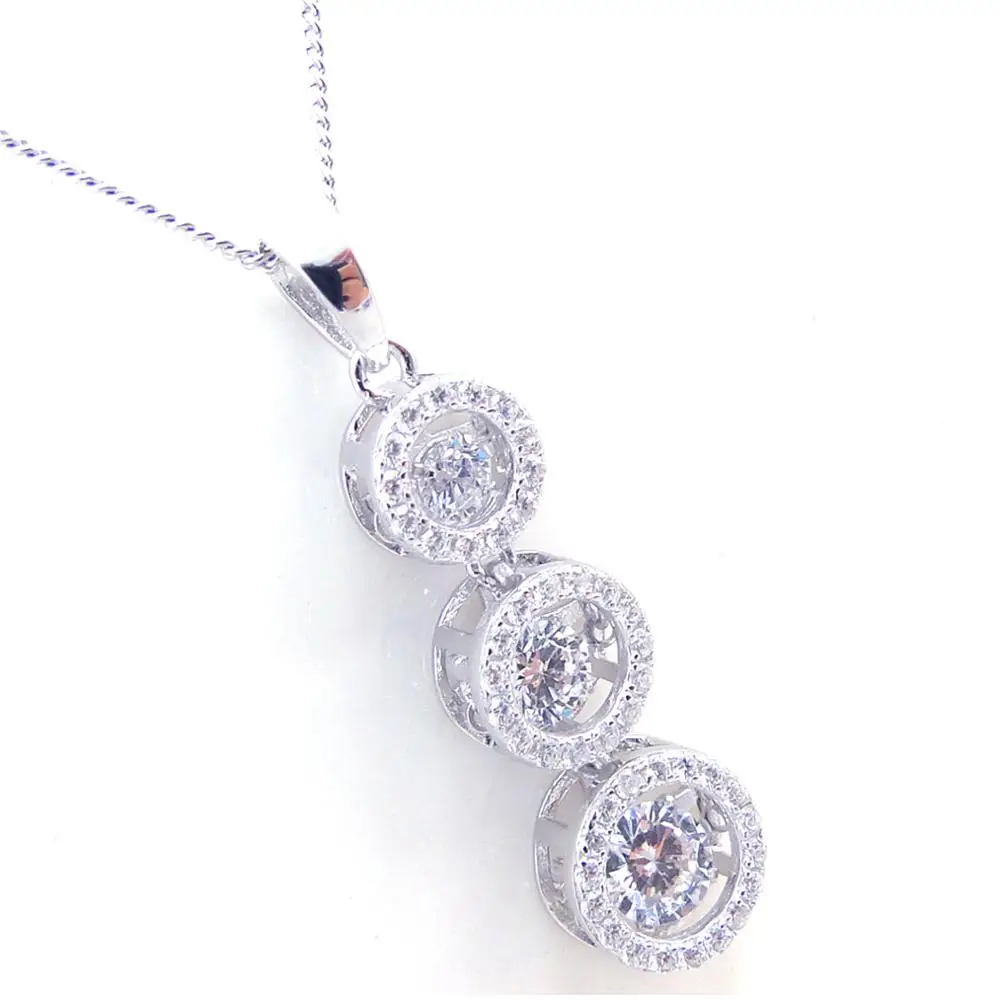 Hot Selling 925 Sterling Silver Moving Jewelry Dancing Diamond Drop Pendant Necklace For Gift | Украшения и аксессуары