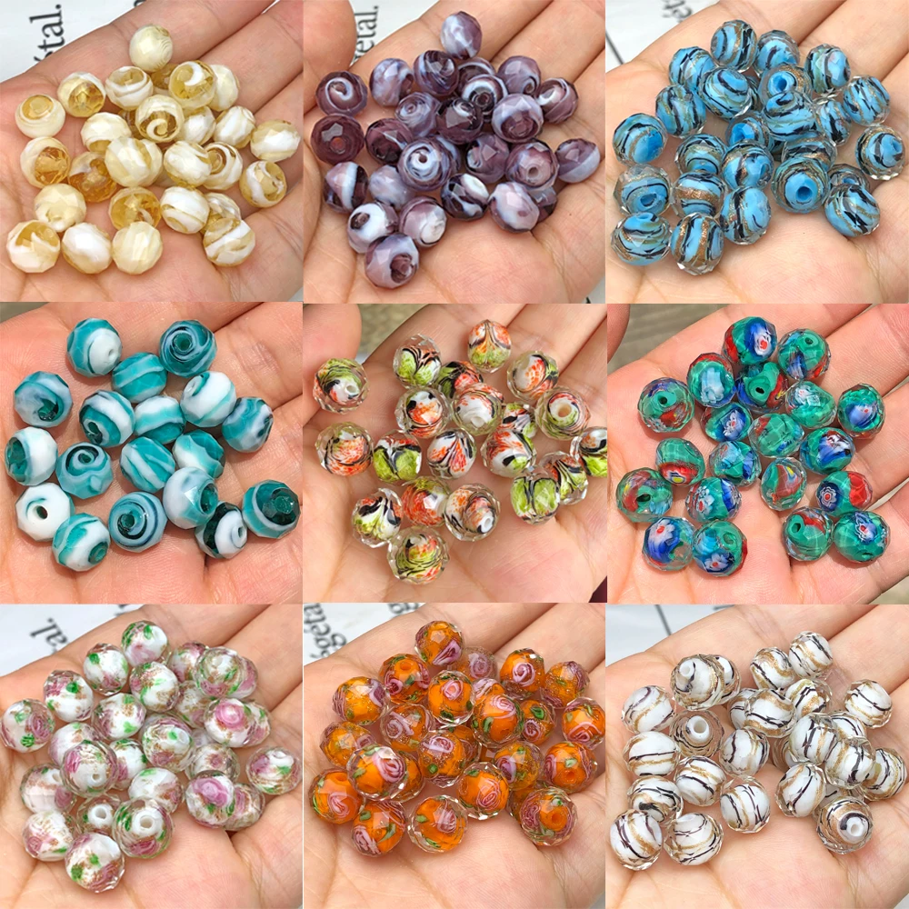 

12mm 10pcs Murano Transparent Faceted Rondelle Multicolor Lampwork Crystal Glass Beads For Bracelet Making Women Diy Accessories